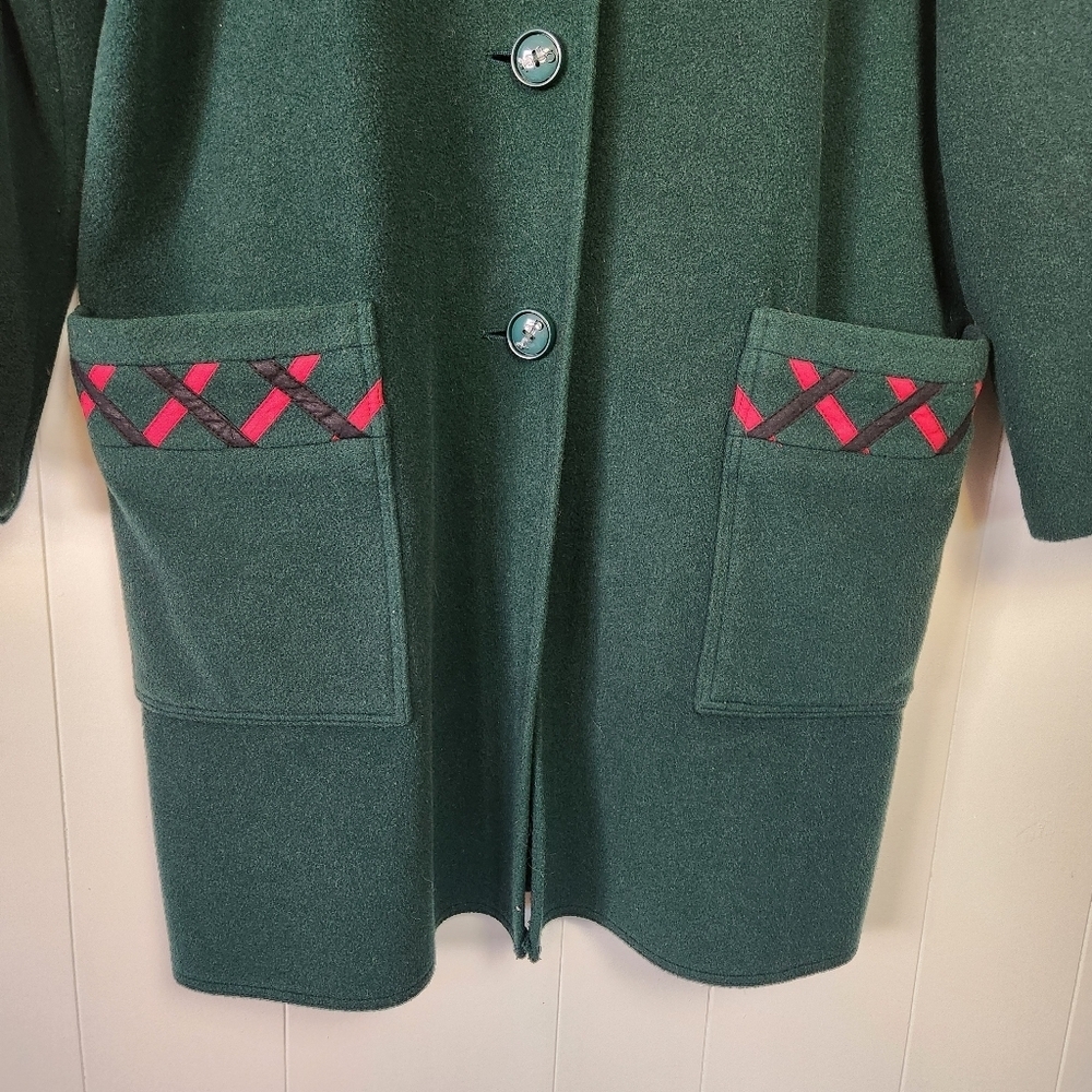 Vintage Weill Paris 1980s Green Winter Jacket Coat Womens Size Large Classic - Picture 4 of 12